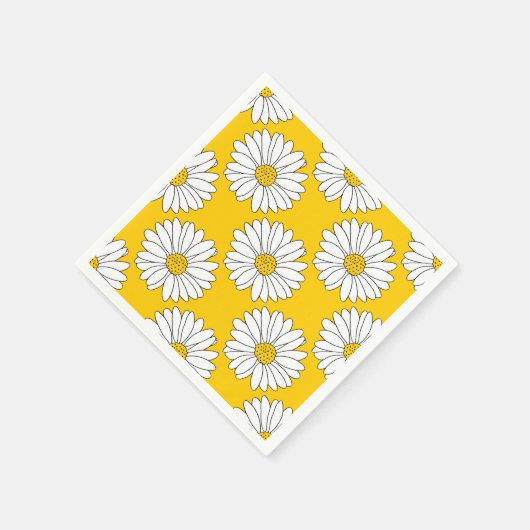 Yellow White Daisy Pattern 2 Servet (Hoek)