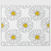 Yellow White Daisy Pattern Cadeaupapier (Vlak)