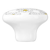 Yellow White Daisy Pattern Keramische Knop (Zijkant)