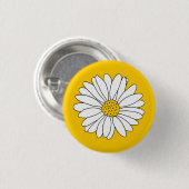 Yellow White Daisy Ronde Button 3,2 Cm (Voorkant /achterkant)