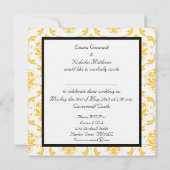 Yellow White Damask Wedding Invitation Kaart (Achterkant)