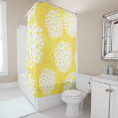 Yellow White Floral Pattern Douchegordijn (In situ)