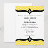 Yellow White Herringbone Wedding Invitation Kaart (Voorkant / Achterkant)
