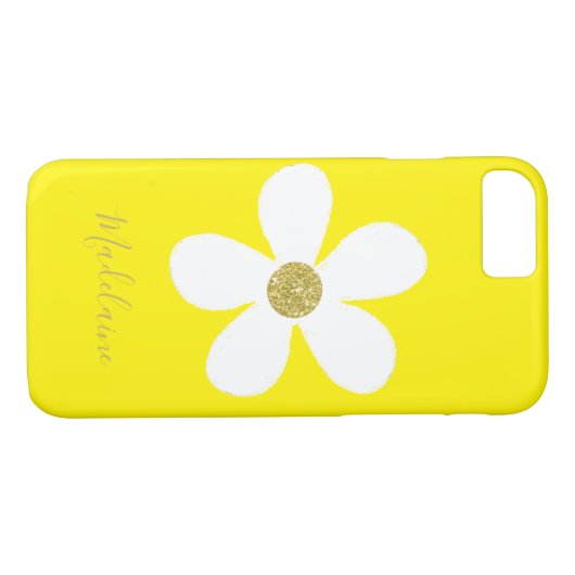 Yellow White Simple Daisy Gold Personal Case-Mate iPhone Case (Achterkant (Horizontaal))