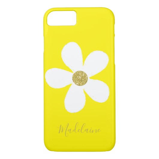 Yellow White Simple Daisy Gold Personal Case-Mate iPhone Case (Achterkant)