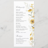 Yellow Wildflower Sunflower Wedding Ceremony Programma (Achterkant)
