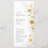 Yellow Wildflower Sunflower Wedding Ceremony Programma (Voorkant)