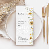 Yellow Wildflower Sunflower Wedding Reception Menu