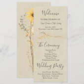 Yellow Wildflower Wedding Programma (Voorkant / Achterkant)