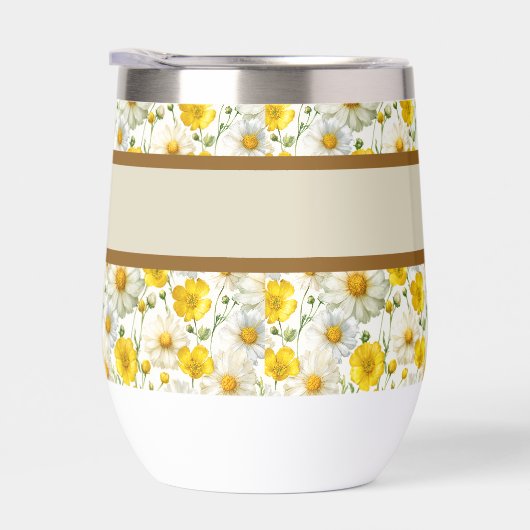 Yellow Wildflowers Pattern Monogram Name (Droite)