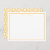 Yellow with White Daisy Pattern Note Cards Notitiekaartje (Voorkant / Achterkant)
