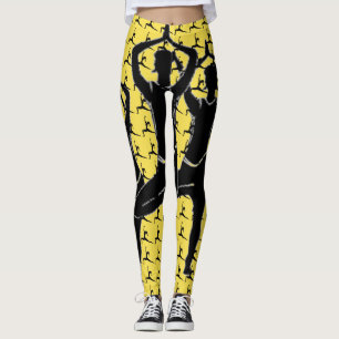 Yellow Work It-Yoga Pose Silhouette Leggings
