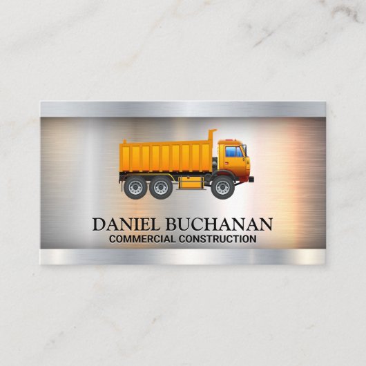 Yellow Work Truck | Metaal Visitekaartje (Voorkant)