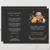 Yellow Wreath Celebration of Life Funeral Programm (Voorkant / Achterkant)