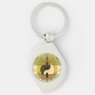 Yellow Yin Yang met levensboom Sleutelhanger