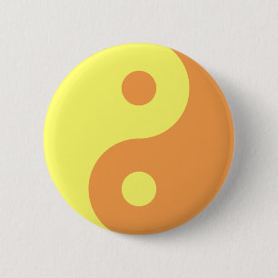 Yellow Yin Yang Symbool Ronde Button 5,7 Cm