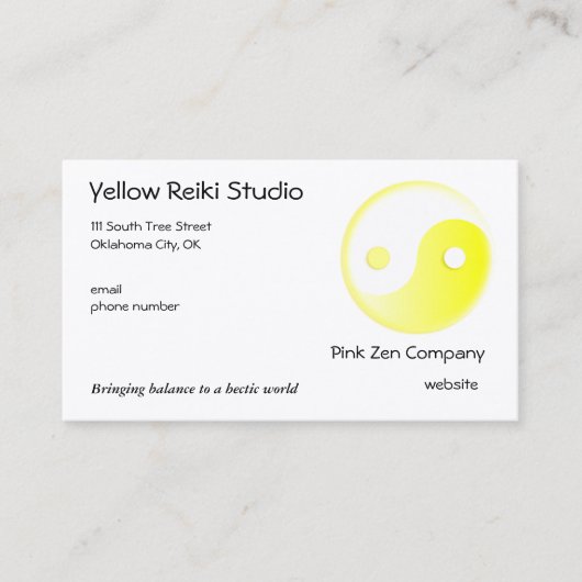 Yellow Yin Yang-symbool Visitekaartje (Voorkant)