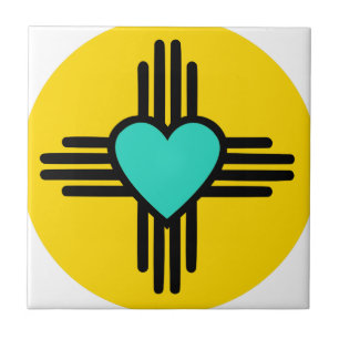 Yellow Zia Heart Tegeltje