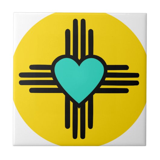 Yellow Zia Heart Tegeltje (Voorkant)