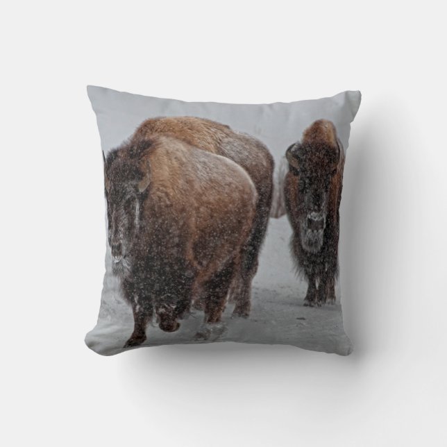 Yellowstone Bison Kussen (Voorkant)