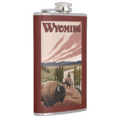 Yellowstone Bison Vintage Travel Poster Heupfles (Rechts)