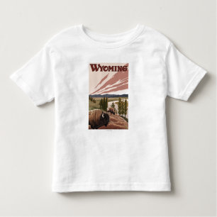 Yellowstone Bison Vintage Travel Poster Kinder Shirts
