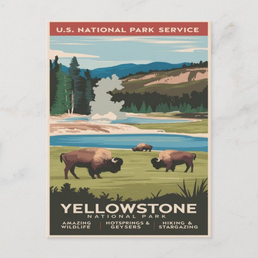 Yellowstone Bizon bij het meer Briefkaart (Voorkant)