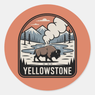 Yellowstone Bizon Retro Park Badge Ronde Sticker