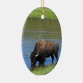 Yellowstone Buffalo Souvenir Keramisch Ornament (Rechts)