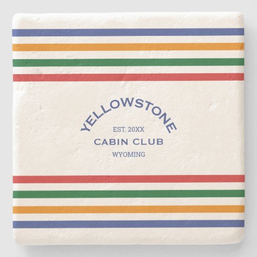 Yellowstone Cabin Club Custom Crest Park Stripe Stenen Onderzetter (Voorkant)