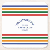 Yellowstone Cabin Club Custom Crest Park Stripe Vierkante Kartonnen Onderzetter (Voorkant)