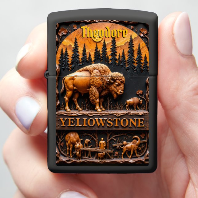 Yellowstone Carved Bison Forest (In Hand)