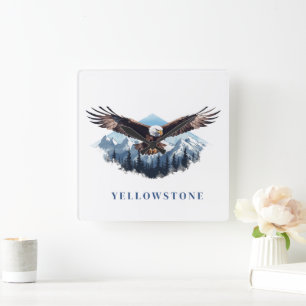 Yellowstone Eagle Vierkante Klok