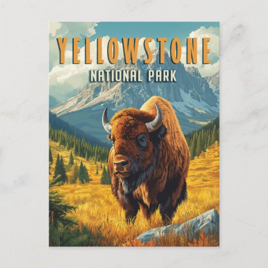 Yellowstone: een retro-reis briefkaart (Voorkant)