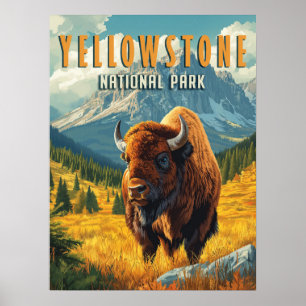 Yellowstone: een retro-reis poster