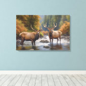 Yellowstone Elk Canvas Kunst (Insitu (Houten vloer))