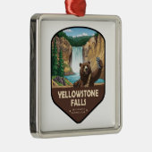 Yellowstone Falls Bear Selfie Shield Metalen Ornament (Rechts)