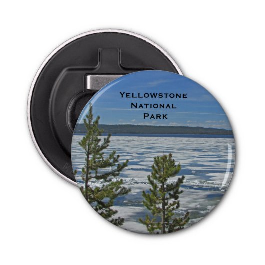 Yellowstone Frozen Lake Natuur Photo National Park Button Flesopener (Voorkant)