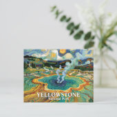 Yellowstone Grand Prismatic Spring Van Gogh Custom Briefkaart (Staand voorkant)