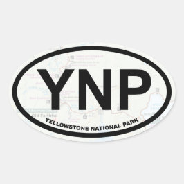 Yellowstone kaart sticker (zwarte tekst)