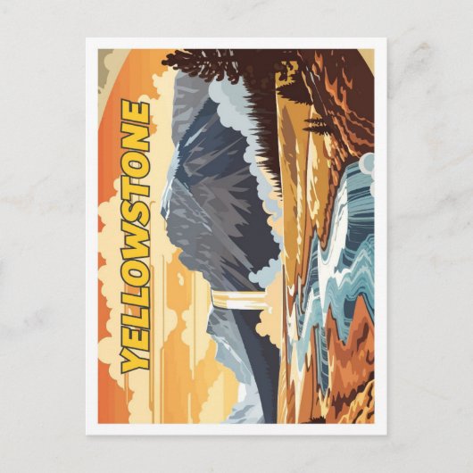 Yellowstone kunst reisillustratie briefkaart (Voorkant)