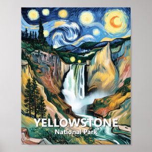 Yellowstone Lower Falls Van Gogh Starry Night Kuns Poster