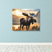 Yellowstone Moose Canvas Art Afdruk (Insitu (Houten vloer))
