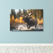 Yellowstone Moose Canvas Art Afdruk (Insitu (Houten vloer))