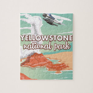 Yellowstone nationaal park cartoon reisposter legpuzzel
