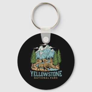 Yellowstone Nationaal Park Wolf Bison Beer Vinta Sleutelhanger