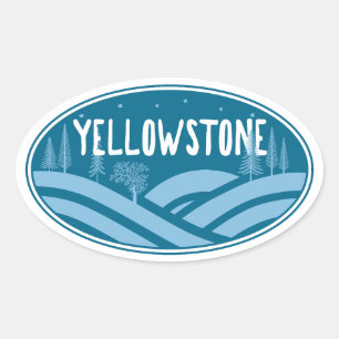 Yellowstone Nationaal Park Wyoming Montana Buitens Ovale Sticker
