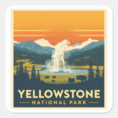 Yellowstone National Park Adventure Vierkante Sticker (Voorkant)