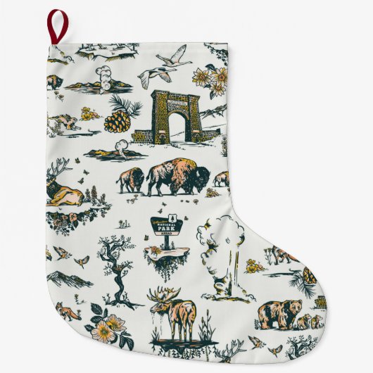 Yellowstone National Park Animal Pattern Kerstcade Grote Kerstsok (Voorkant)