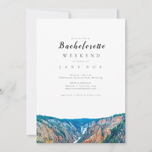 Yellowstone National Park Bachelorette Party Kaart (Voorkant)
